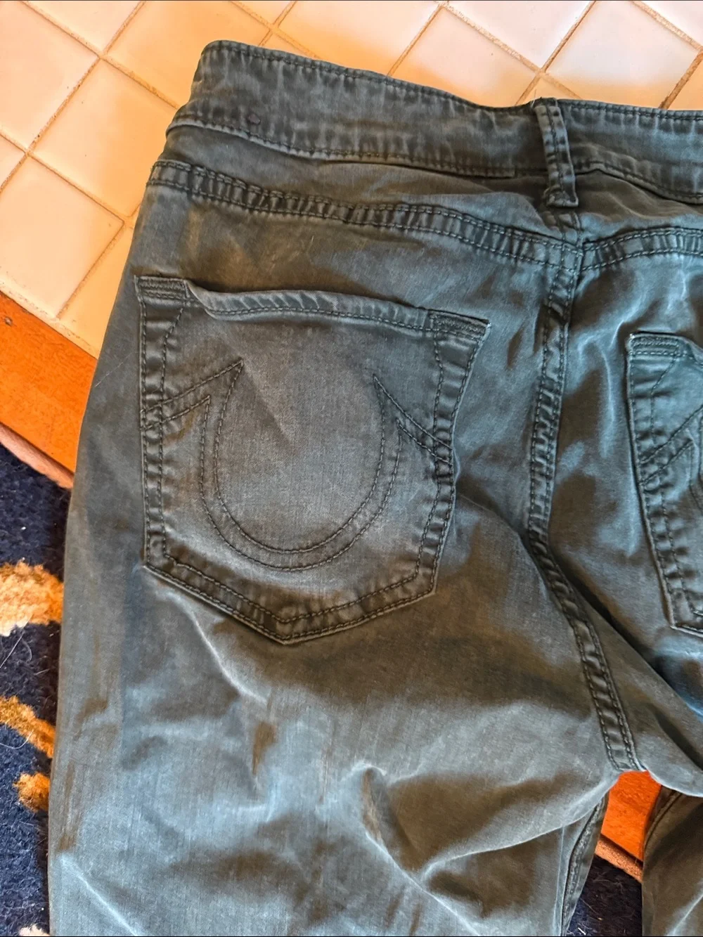 True Religion Dark Green Denim Jeans- worn a bunch but‎ still great- retail 90